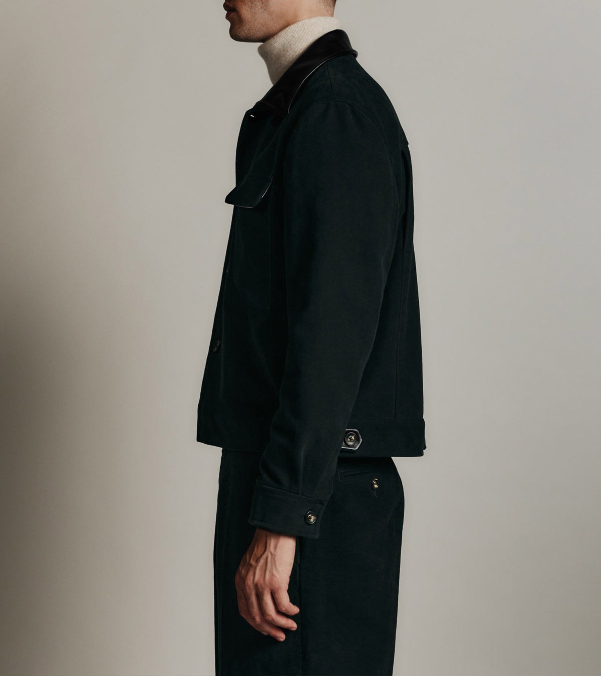 Jacke Le Tanneur x HAST aus Glattleder und Baumwollstoff