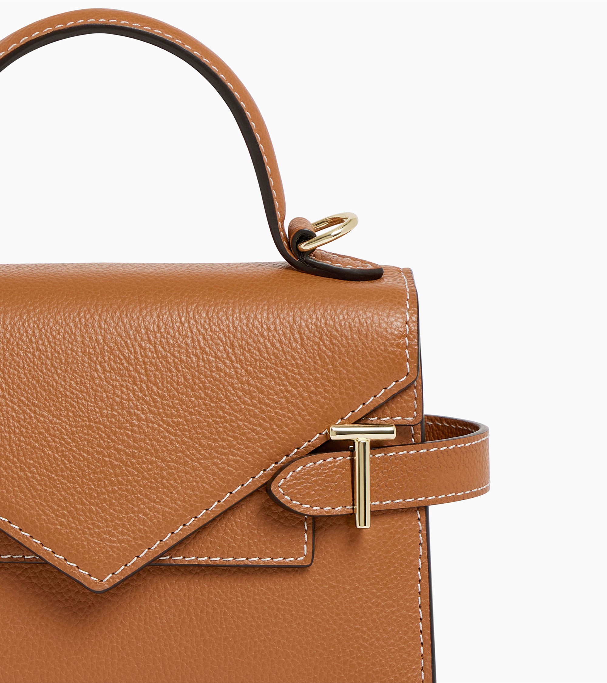 Kleine Handtasche Emilie aus genarbtem Leder mit Doppelklappe