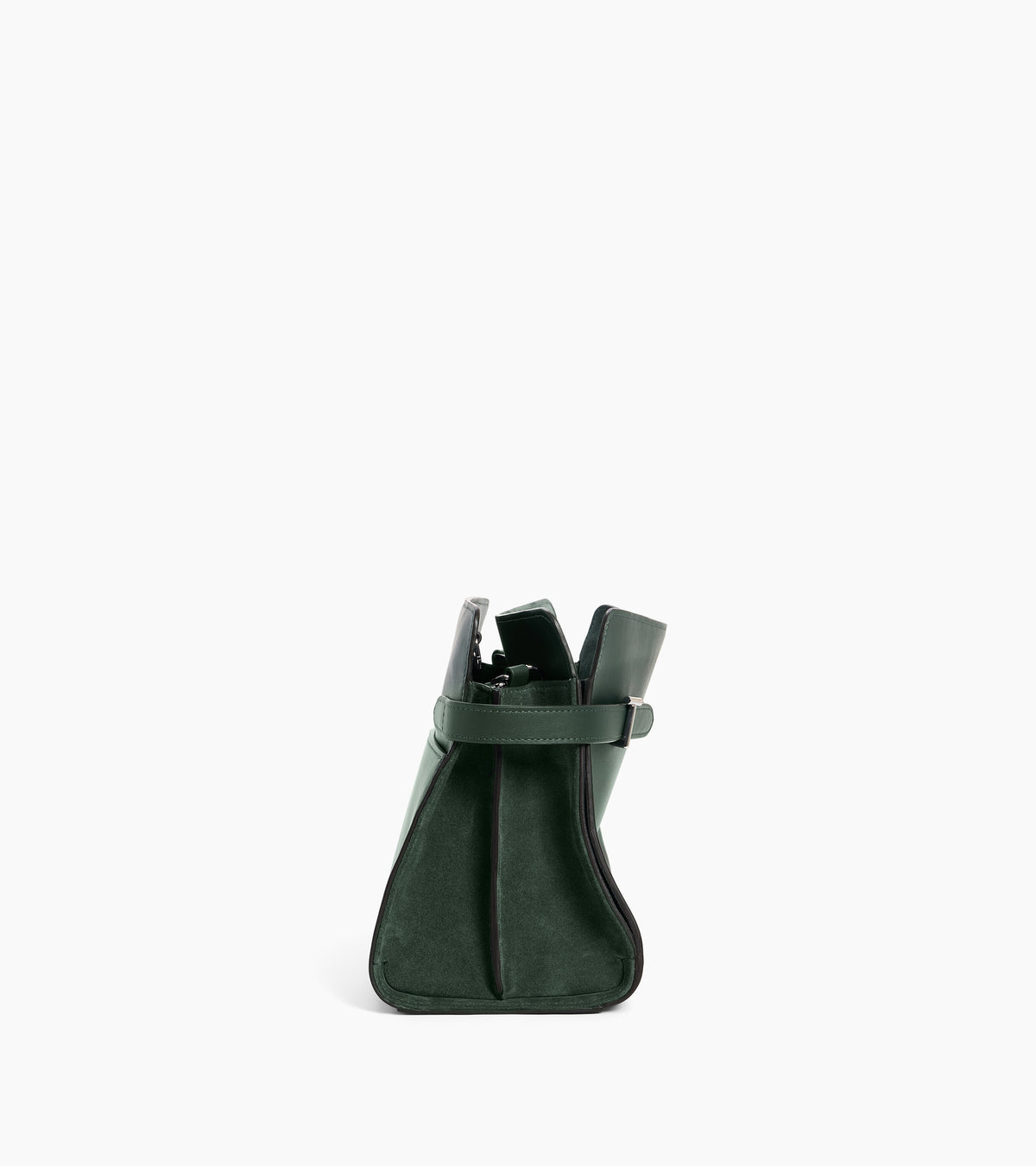 Sac porté épaule grand modèle Emie en cuir lisse et refente de velours