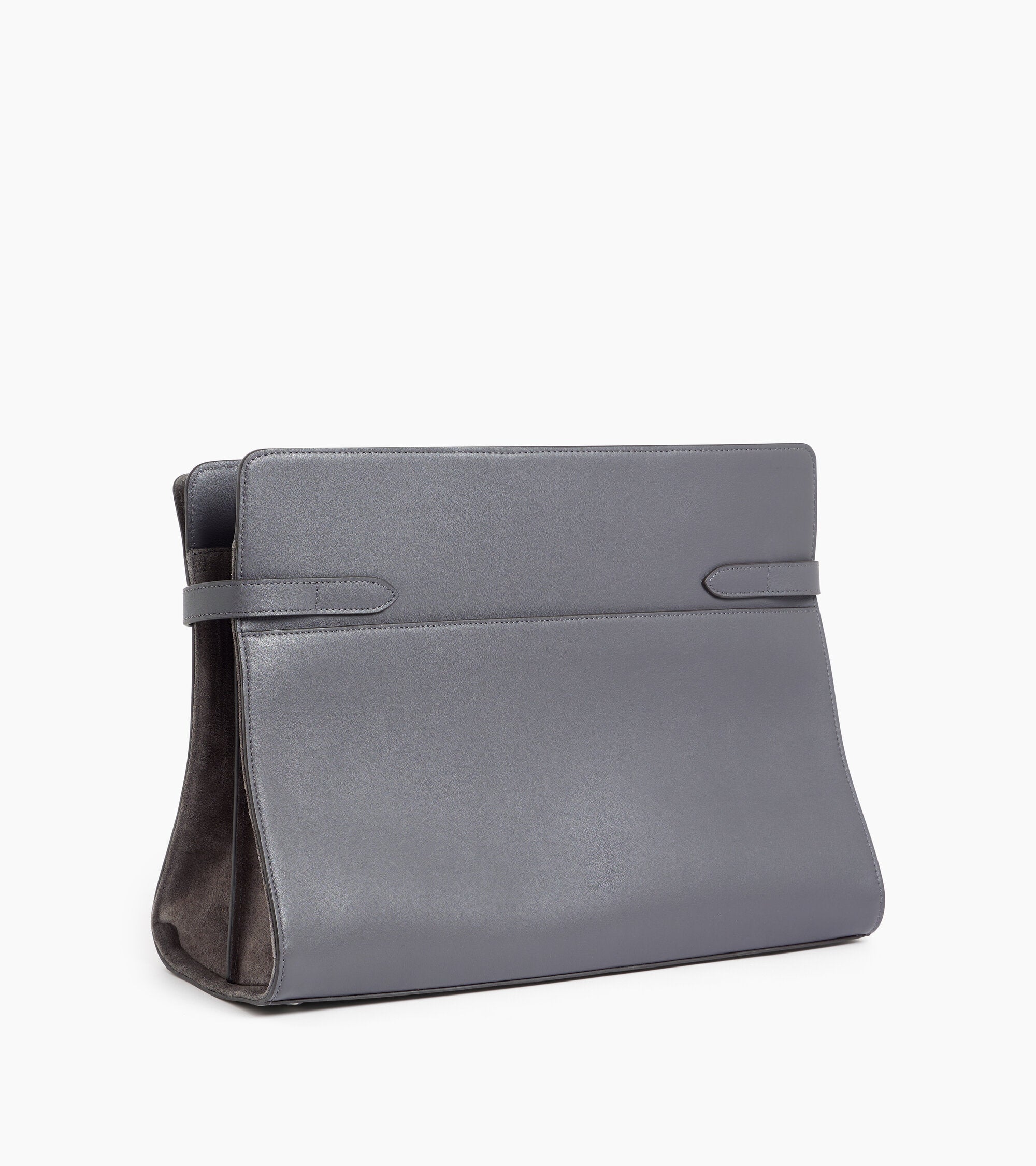 Sac porté épaule modèle maxi Emie en cuir lisse et refente de velours