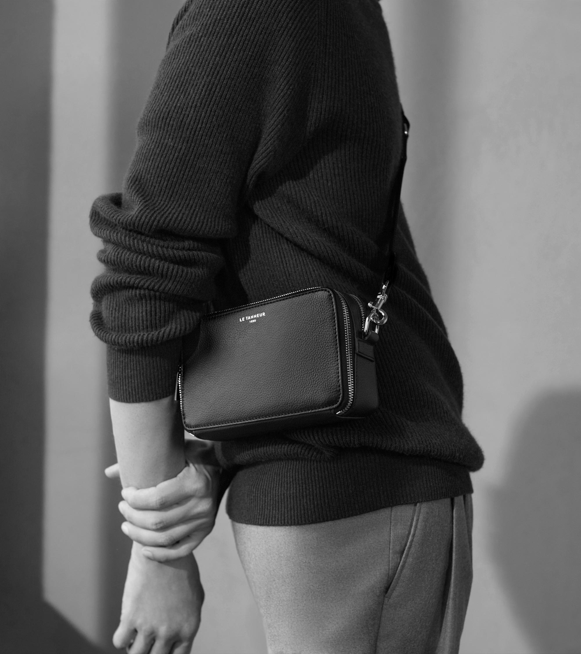 Emile small 2-compartment satchel in grained leather