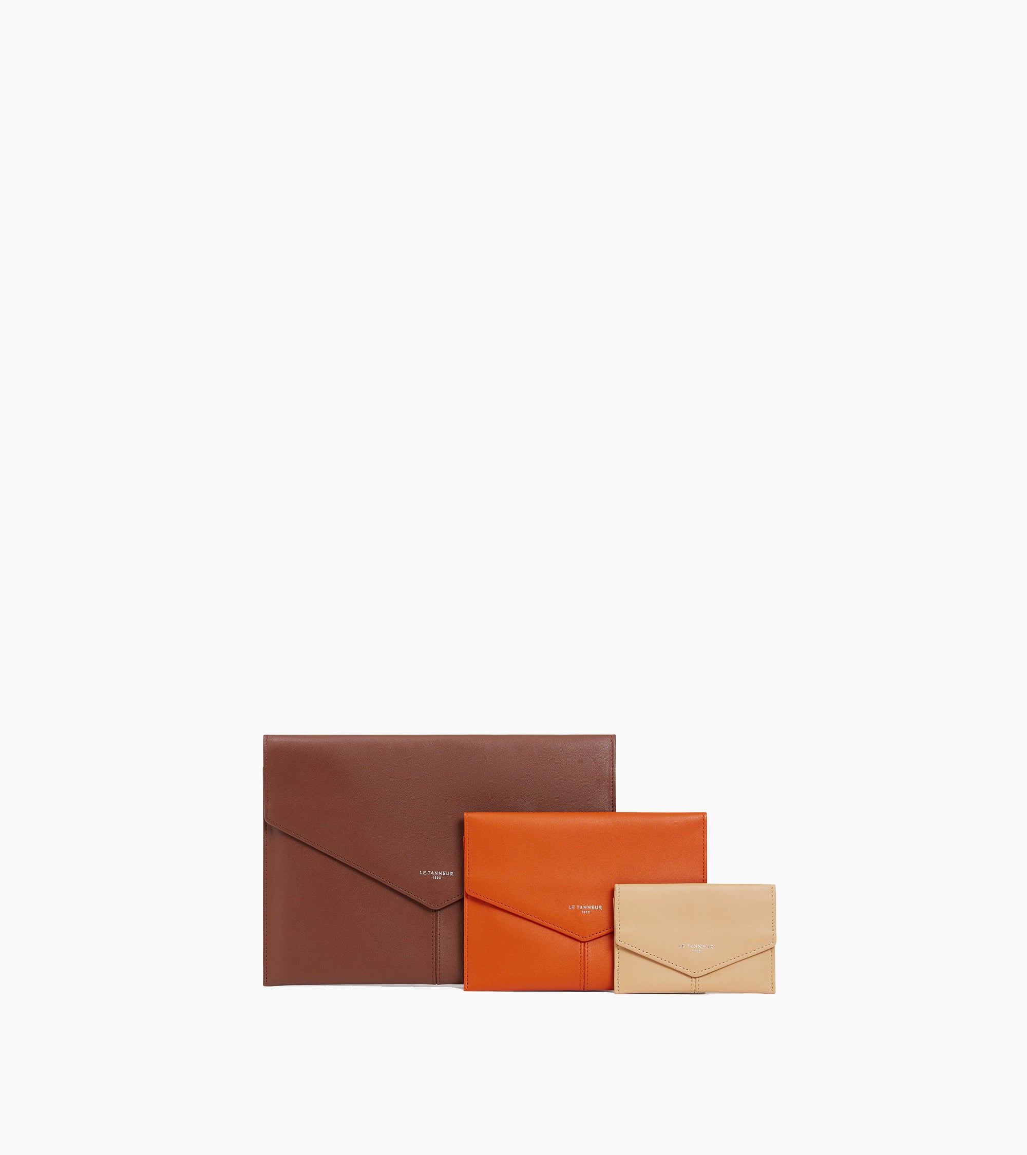 Trío de carteras Charlotte de cuero liso