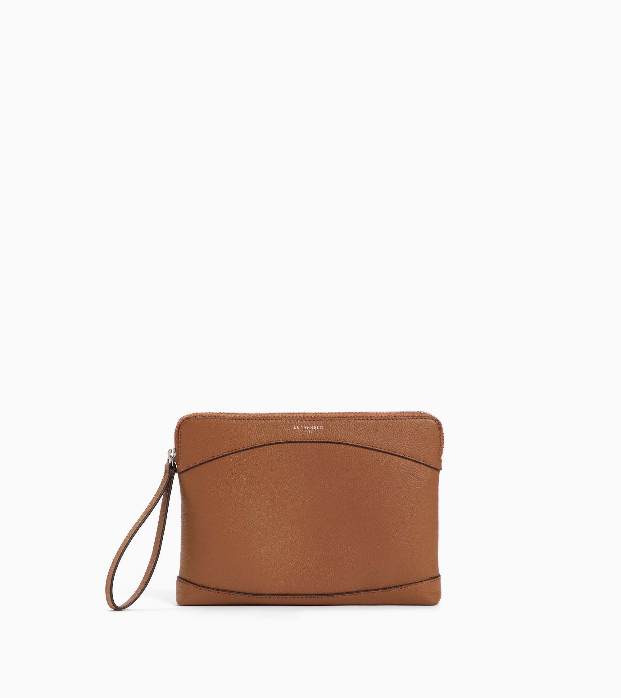 Bolso de mano con cremallera de cuero granulado