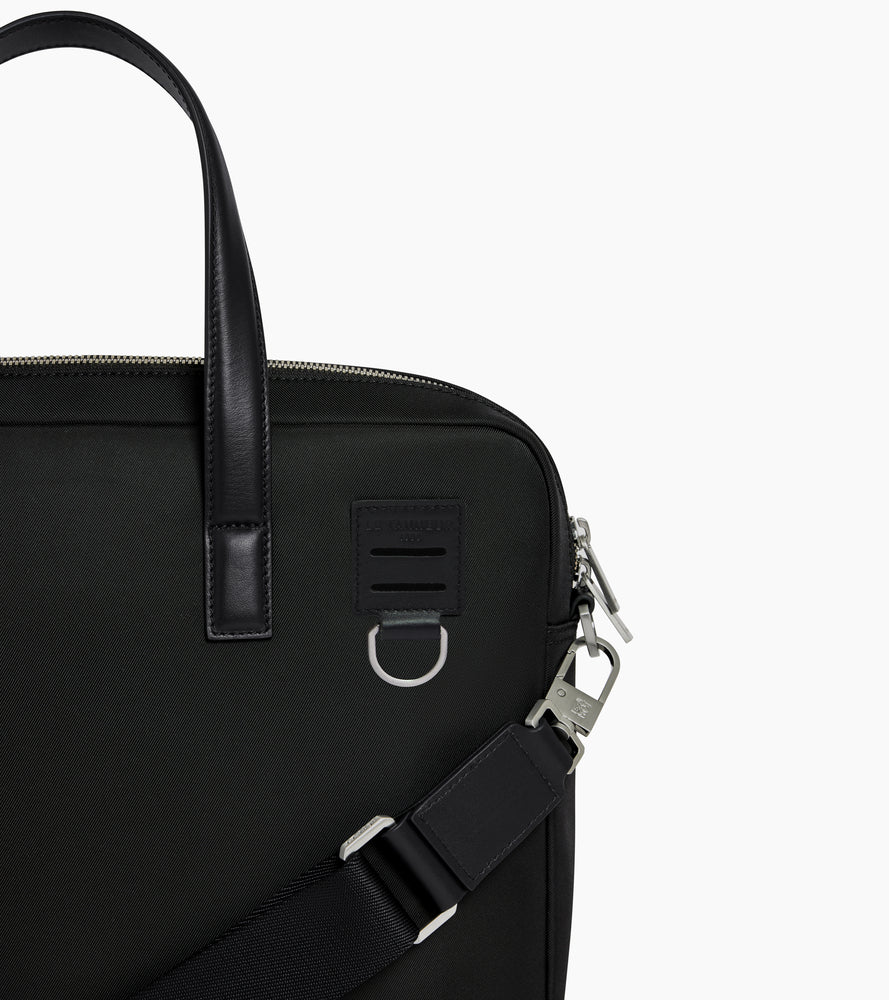 Maletín Basile de 15" en lona de nailon y cuero liso