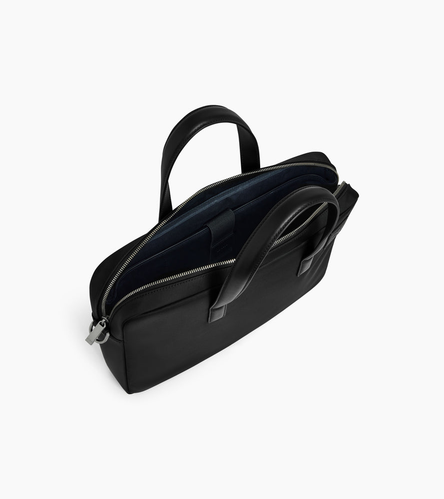 Maletín Basile de 15" en lona de nailon y cuero liso