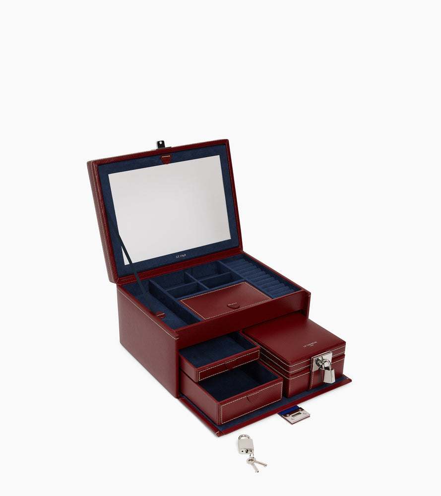 Grande boîte à bijoux en cuir