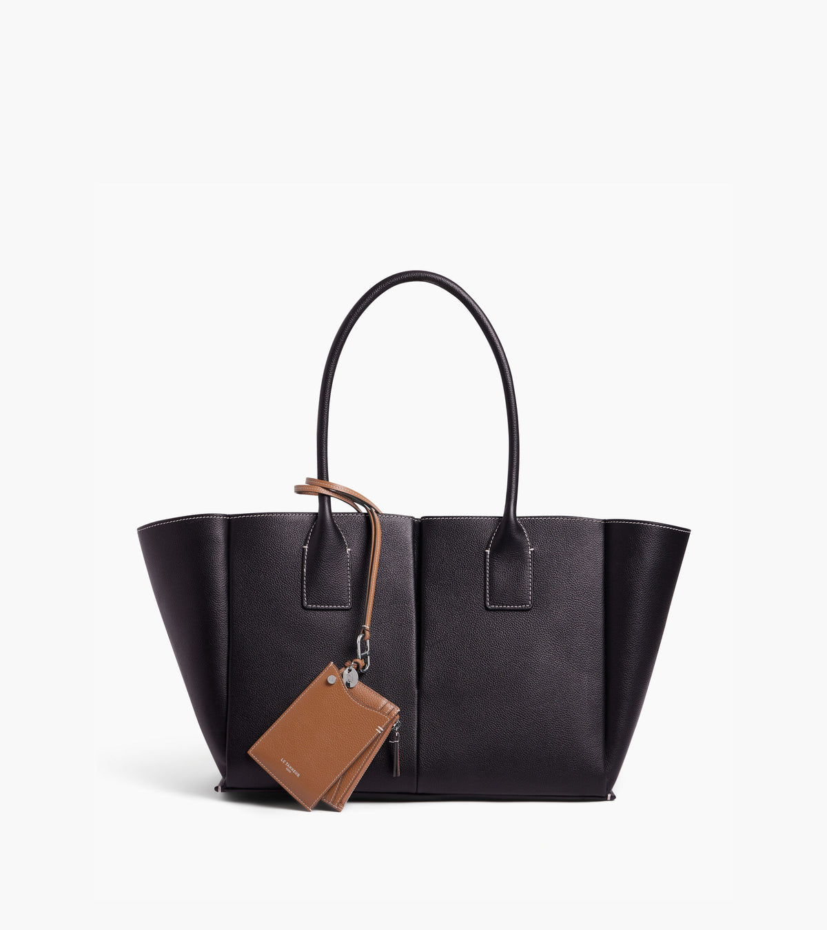 Porte-cartes ingénieux charms en cuir grainé