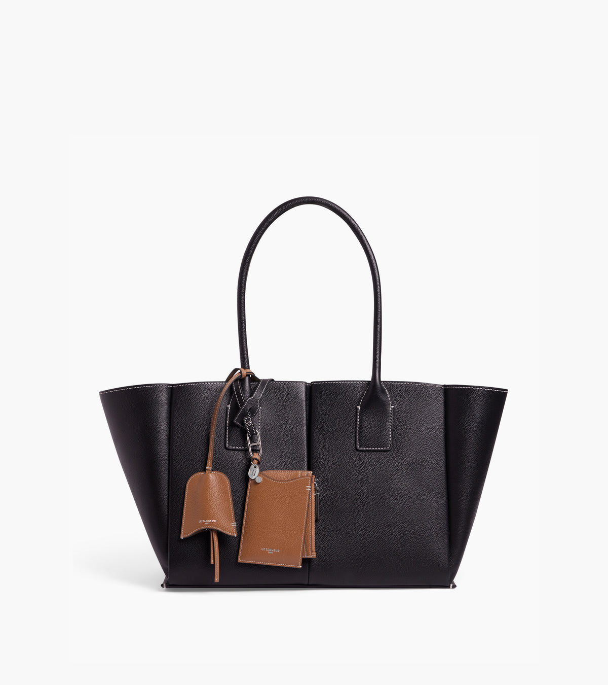 Porte-cartes ingénieux charms en cuir grainé