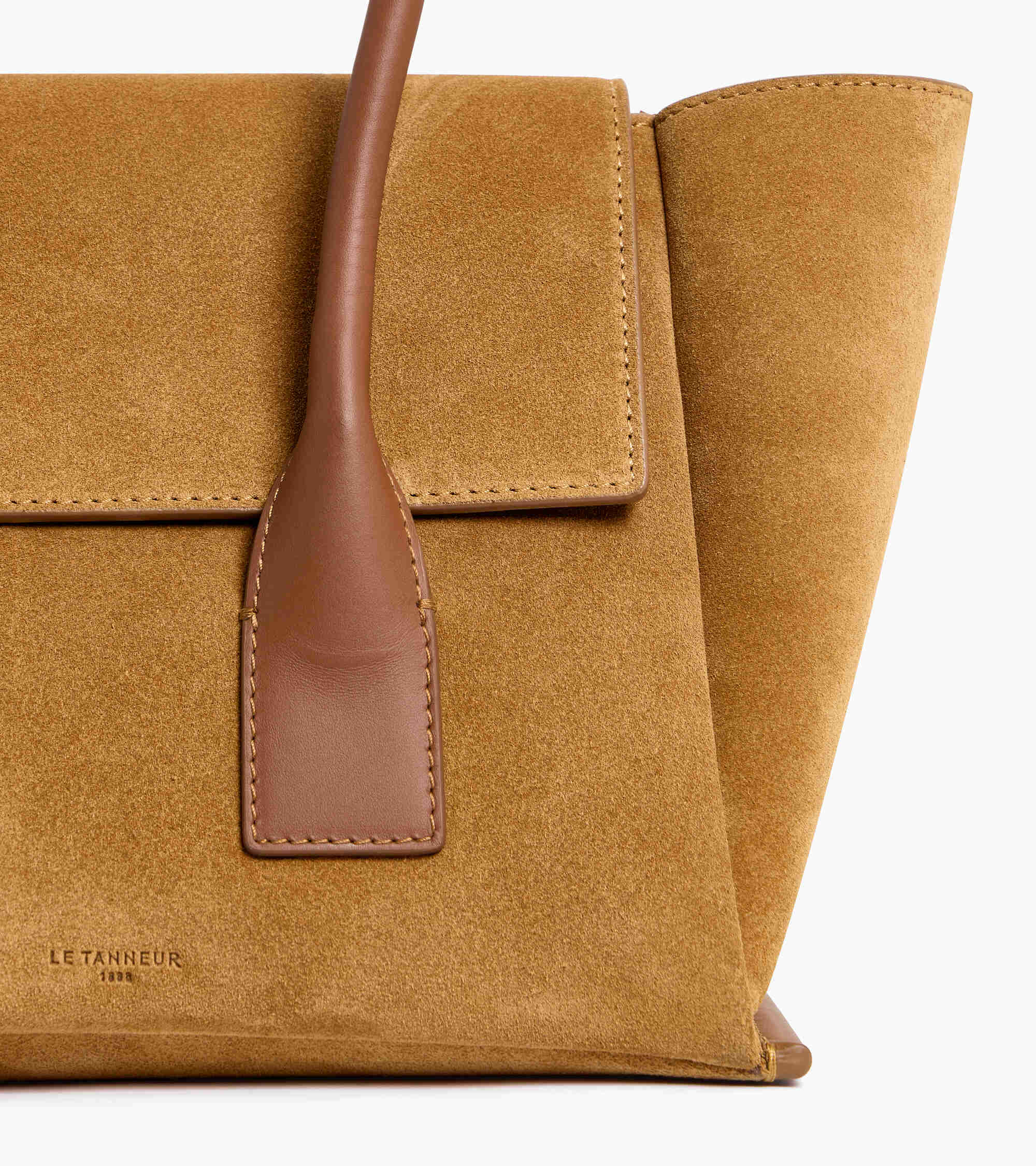 Sac cabas moyen modèle à rabat Elena en refente de velours