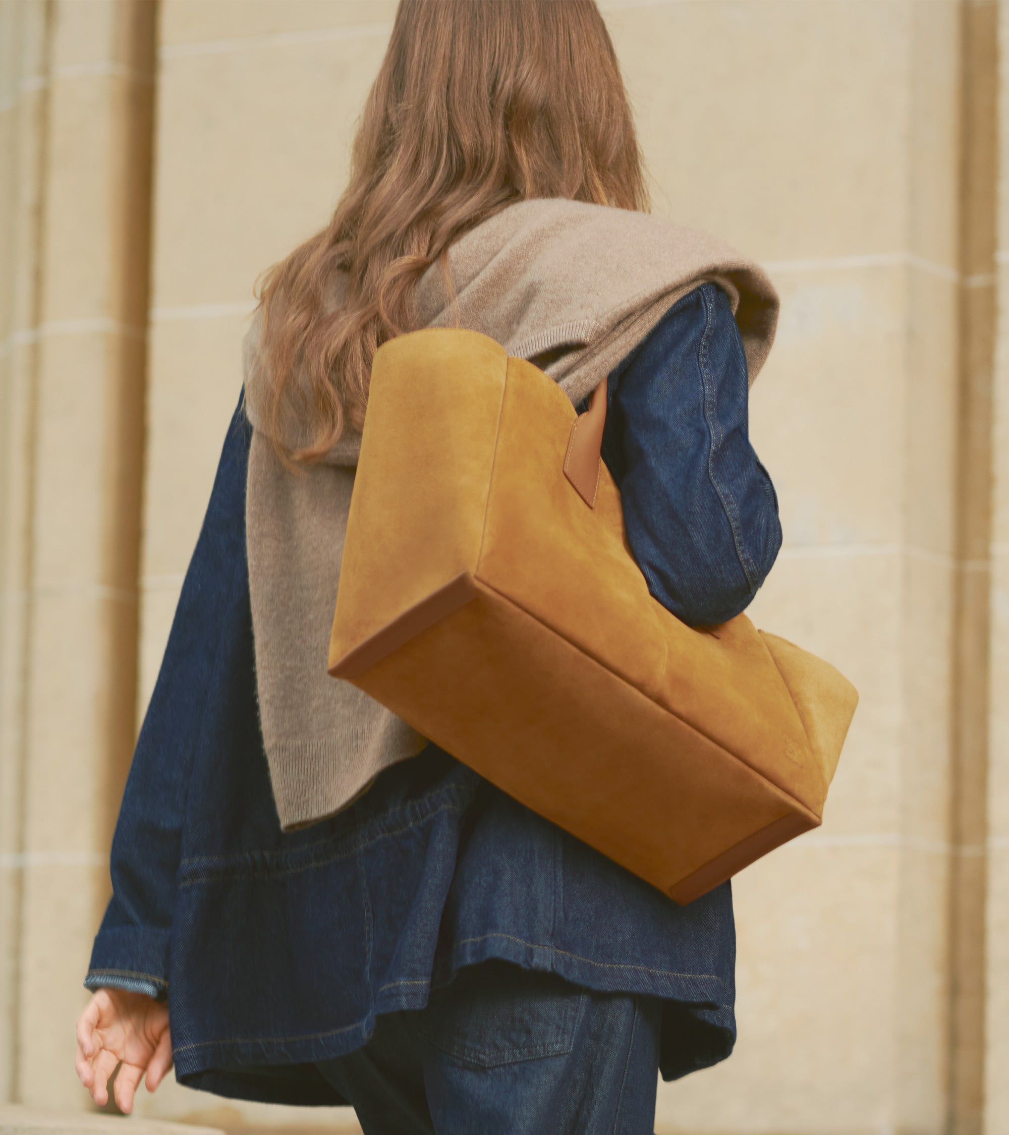 Grand sac cabas Elena en refente de velours