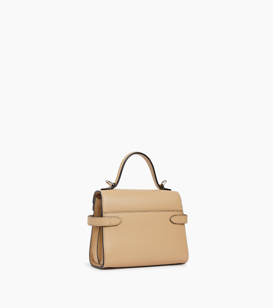 Bolso de mano pequeño Emilie de piel texturizada con doble solapa