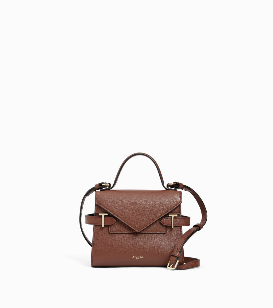 Bolso de mano pequeño Emilie de piel texturizada con doble solapa