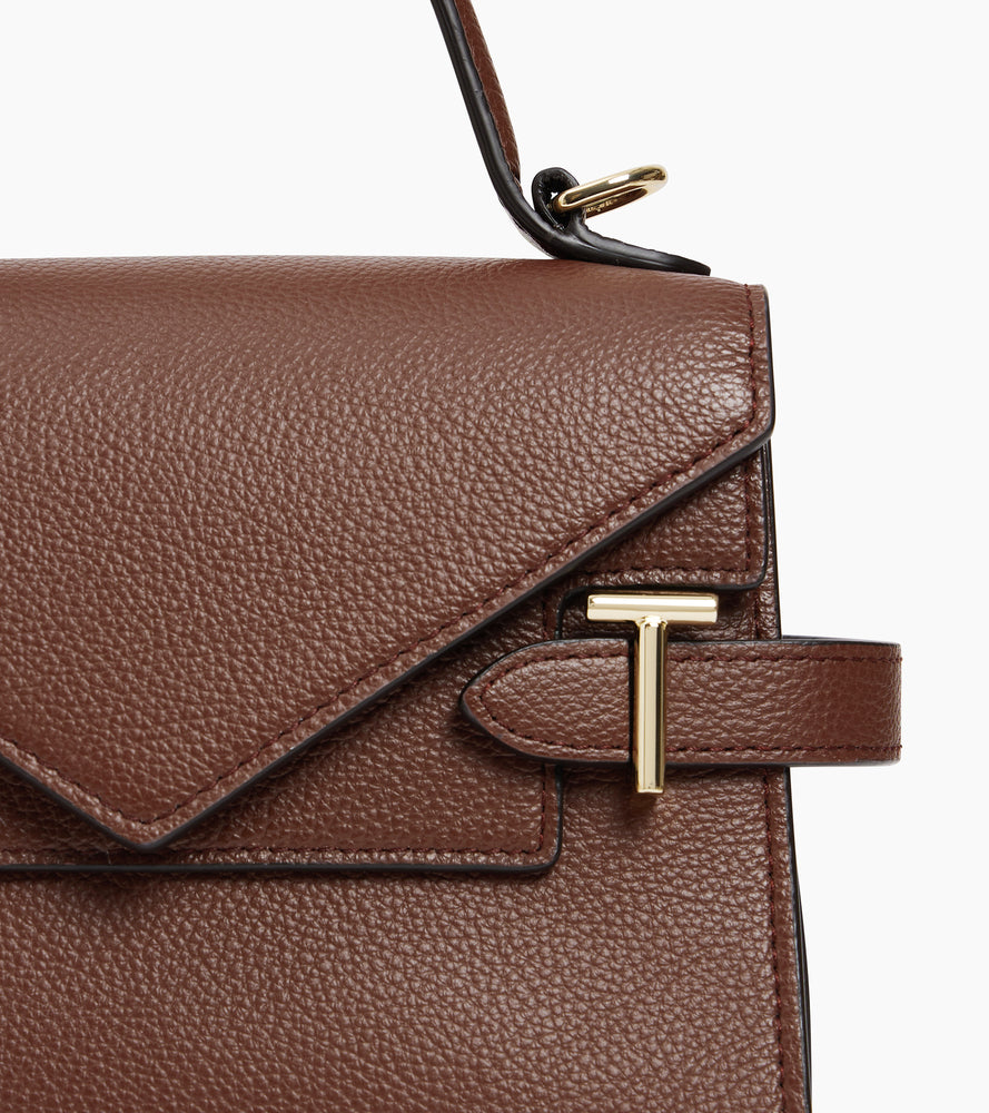 Bolso de mano pequeño Emilie de piel texturizada con doble solapa