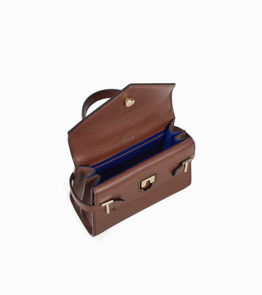 Bolso de mano pequeño Emilie de piel texturizada con doble solapa