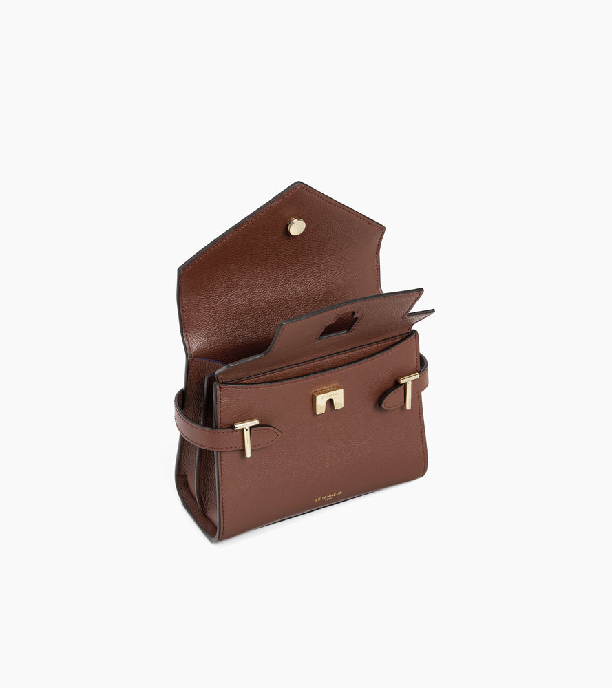Bolso de mano pequeño Emilie de piel texturizada con doble solapa