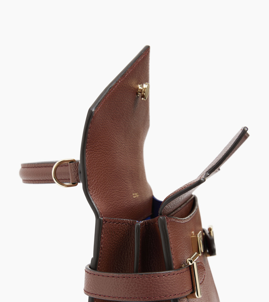 Bolso de mano pequeño Emilie de piel texturizada con doble solapa