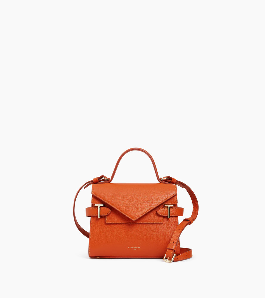 Bolso de mano pequeño Emilie de piel texturizada con doble solapa