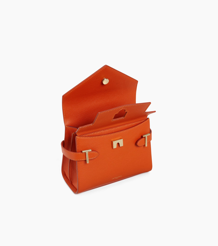 Bolso de mano pequeño Emilie de piel texturizada con doble solapa