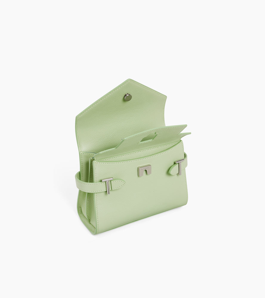 Bolso de mano pequeño Emilie de piel texturizada con doble solapa