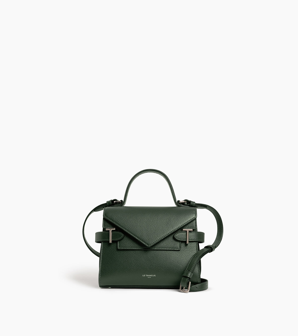 Kleine Handtasche Emilie aus genarbtem Leder mit Doppelklappe