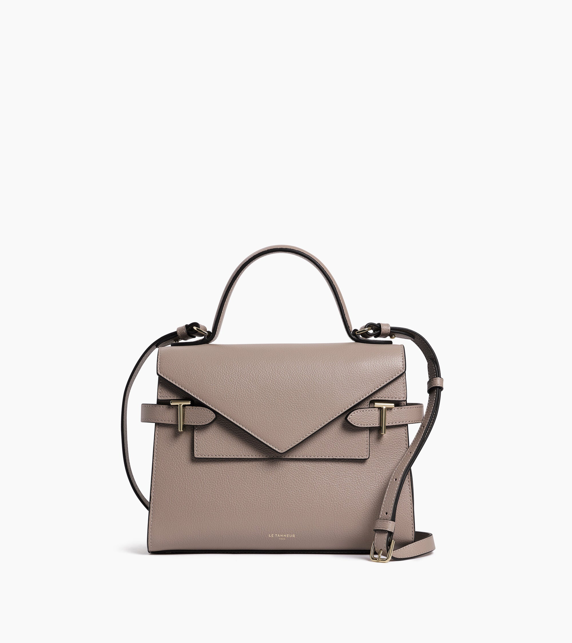Bolso de mano mediano Emilie de piel texturizada con doble solapa