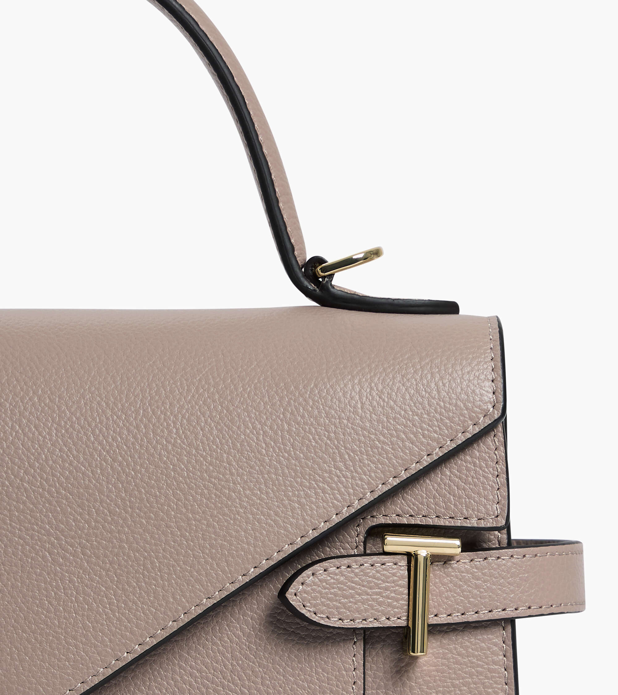 Bolso de mano mediano Emilie de piel texturizada con doble solapa