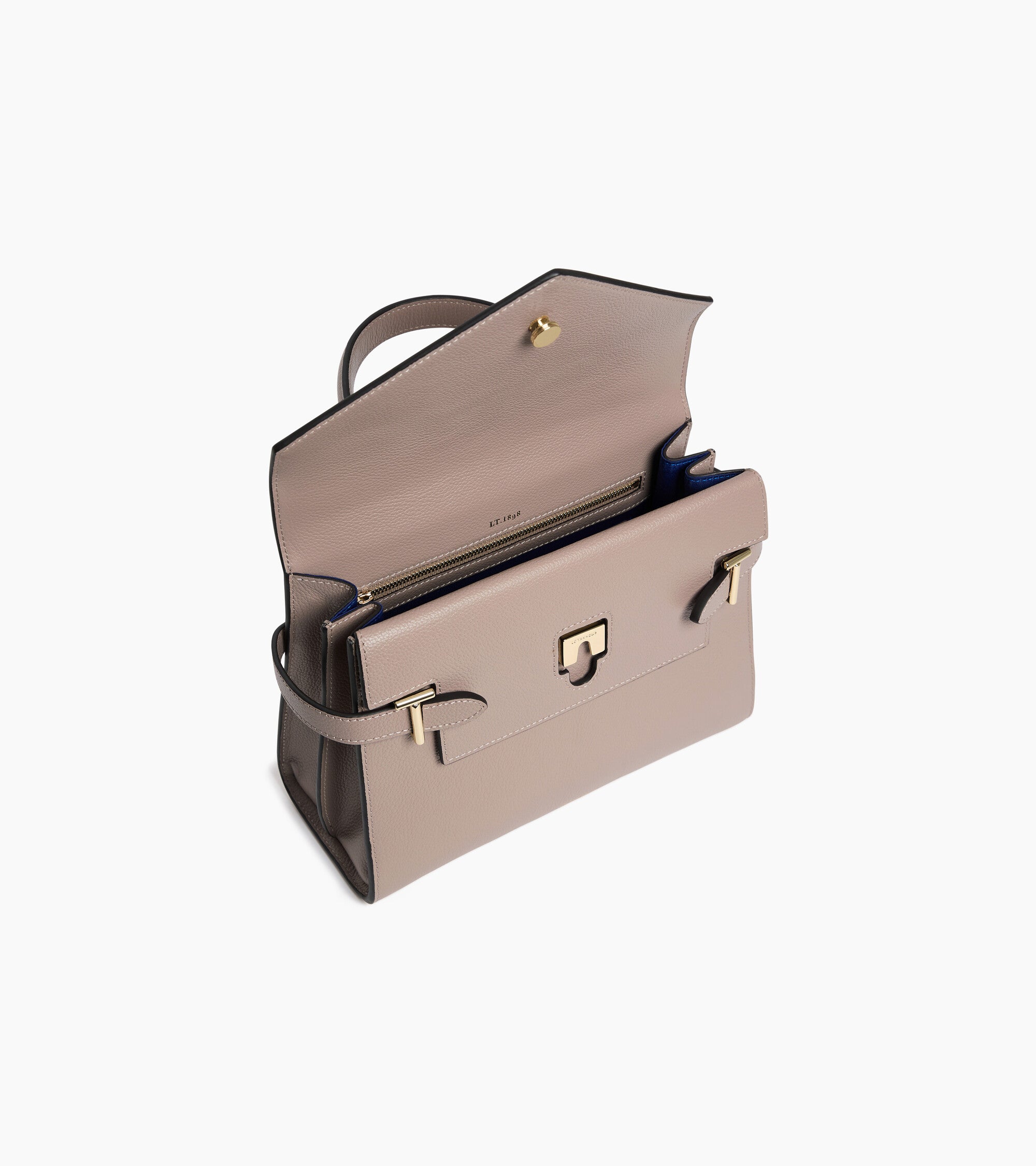 Bolso de mano mediano Emilie de piel texturizada con doble solapa
