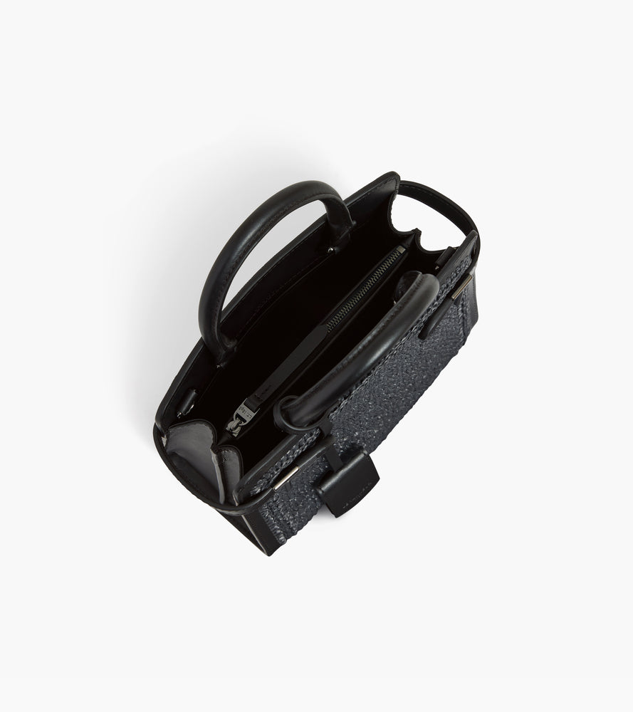 Bolso de mano pequeño Emilie con efecto de rafia y cuero liso