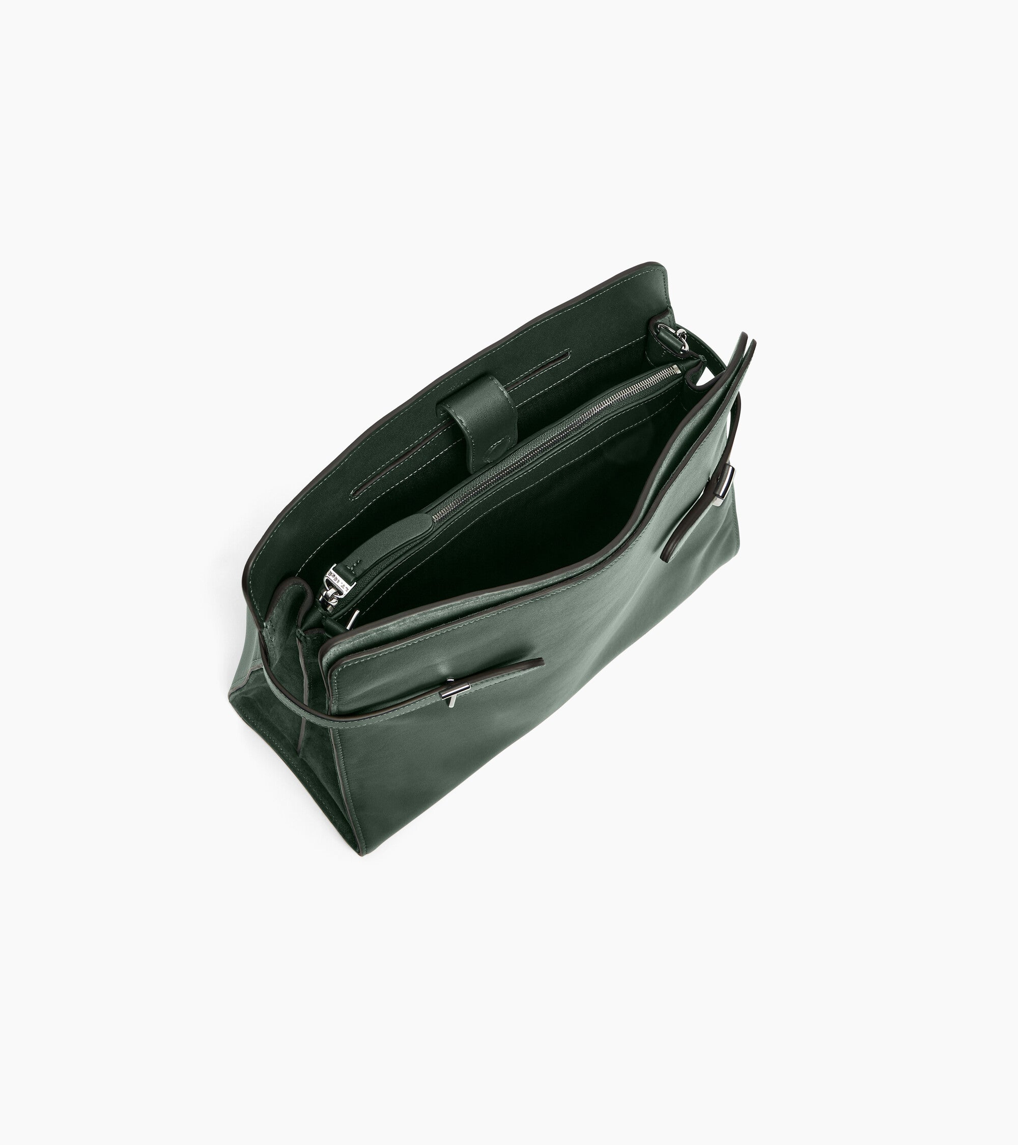 Sac porté épaule modèle maxi Emie en cuir lisse et refente de velours