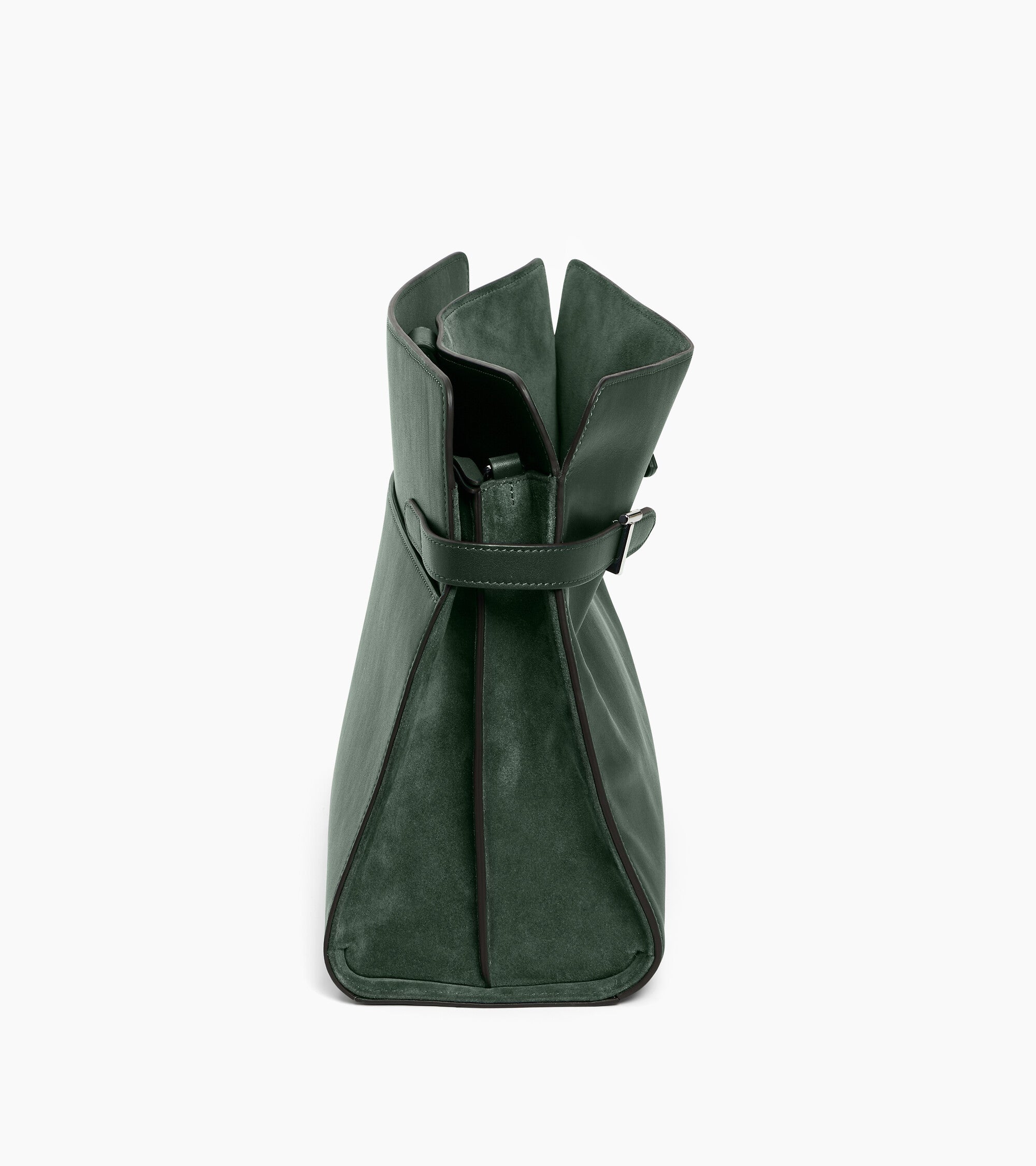 Sac porté épaule modèle maxi Emie en cuir lisse et refente de velours