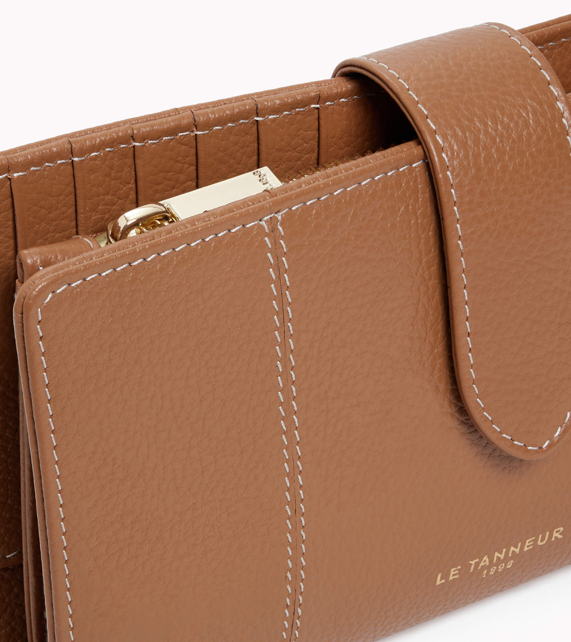 Große Brieftasche Marguerite aus genarbtem Leder