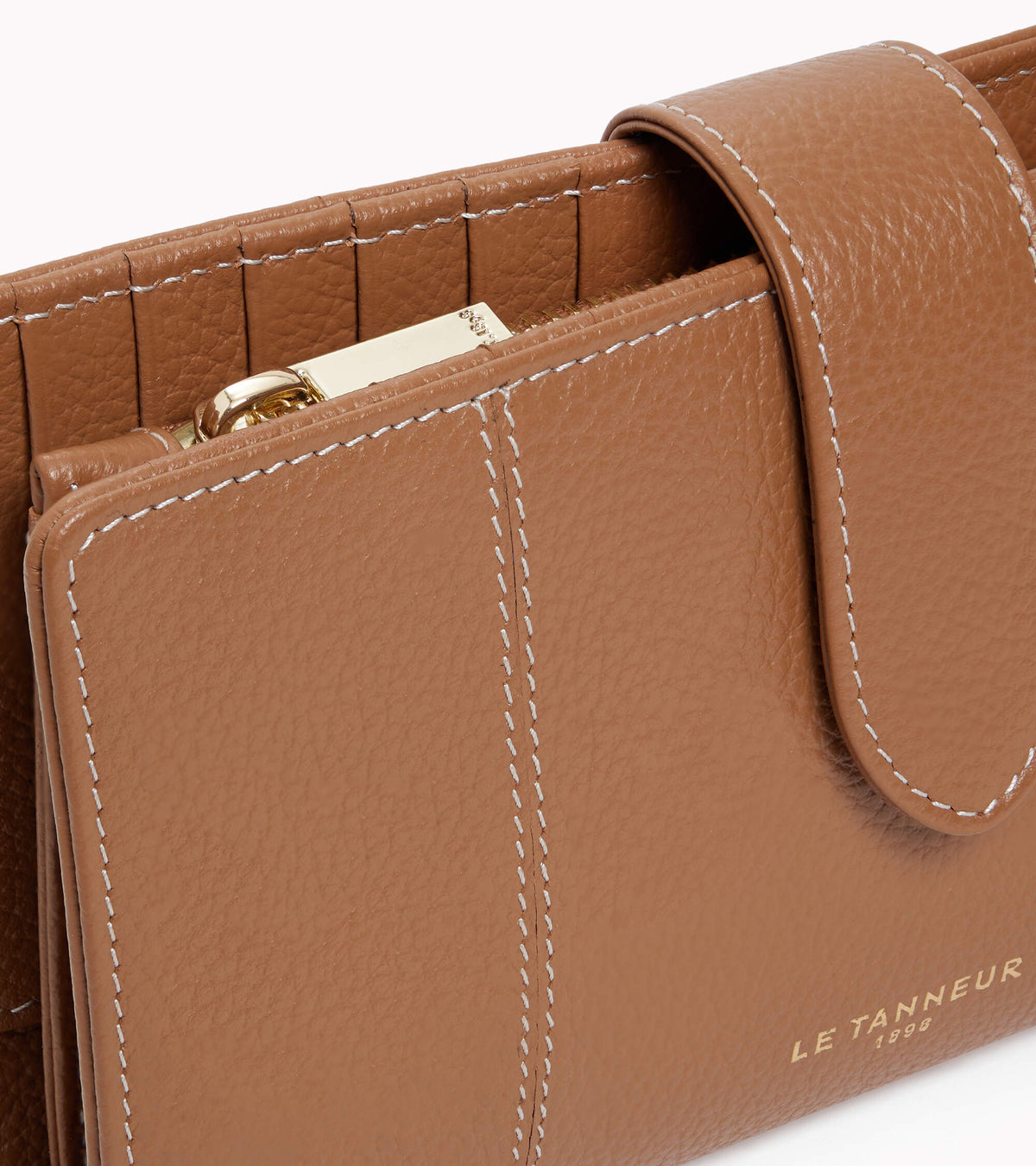 Große Brieftasche Marguerite aus genarbtem Leder
