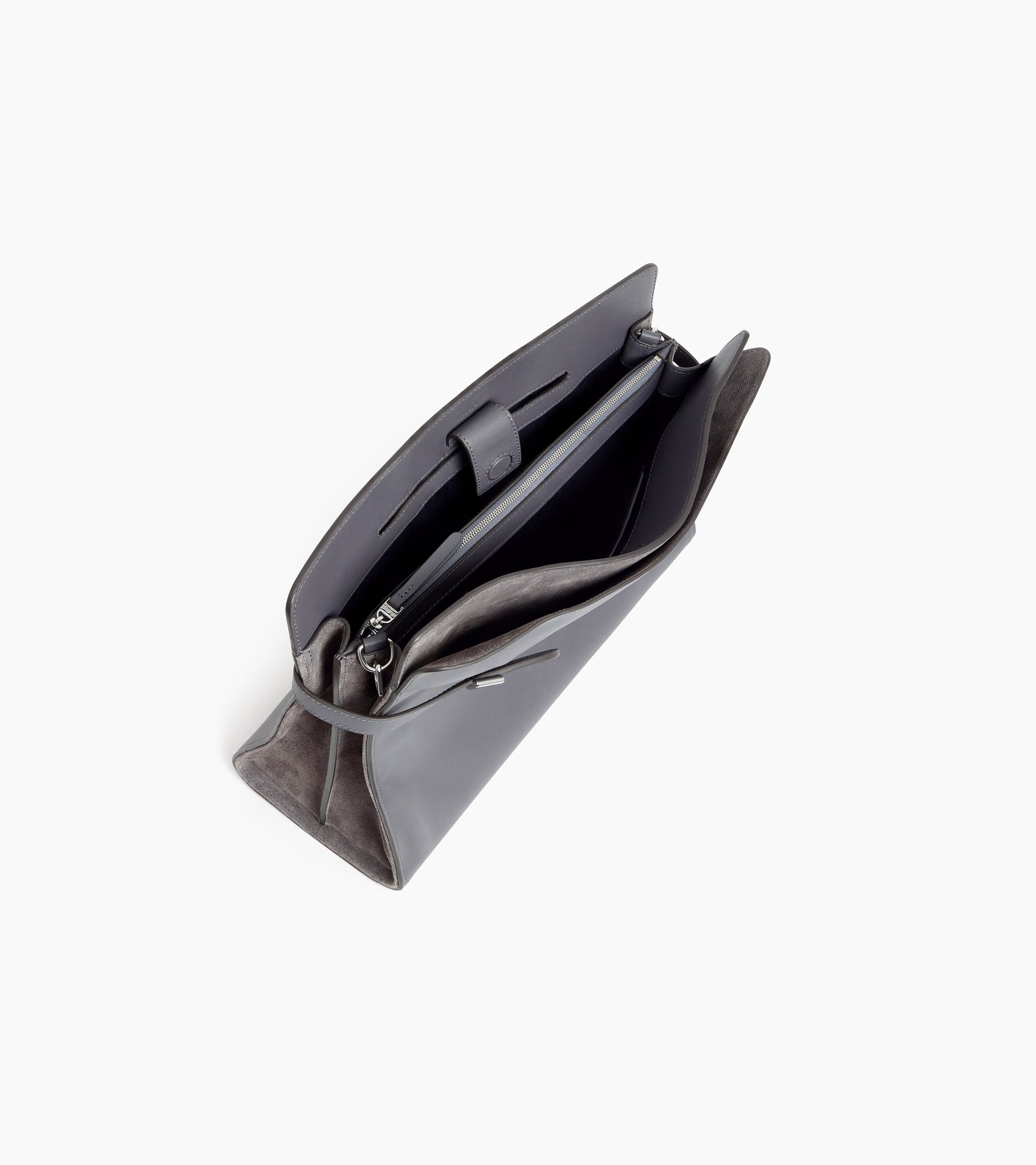 Sac porté épaule modèle maxi Emie en cuir lisse et refente de velours