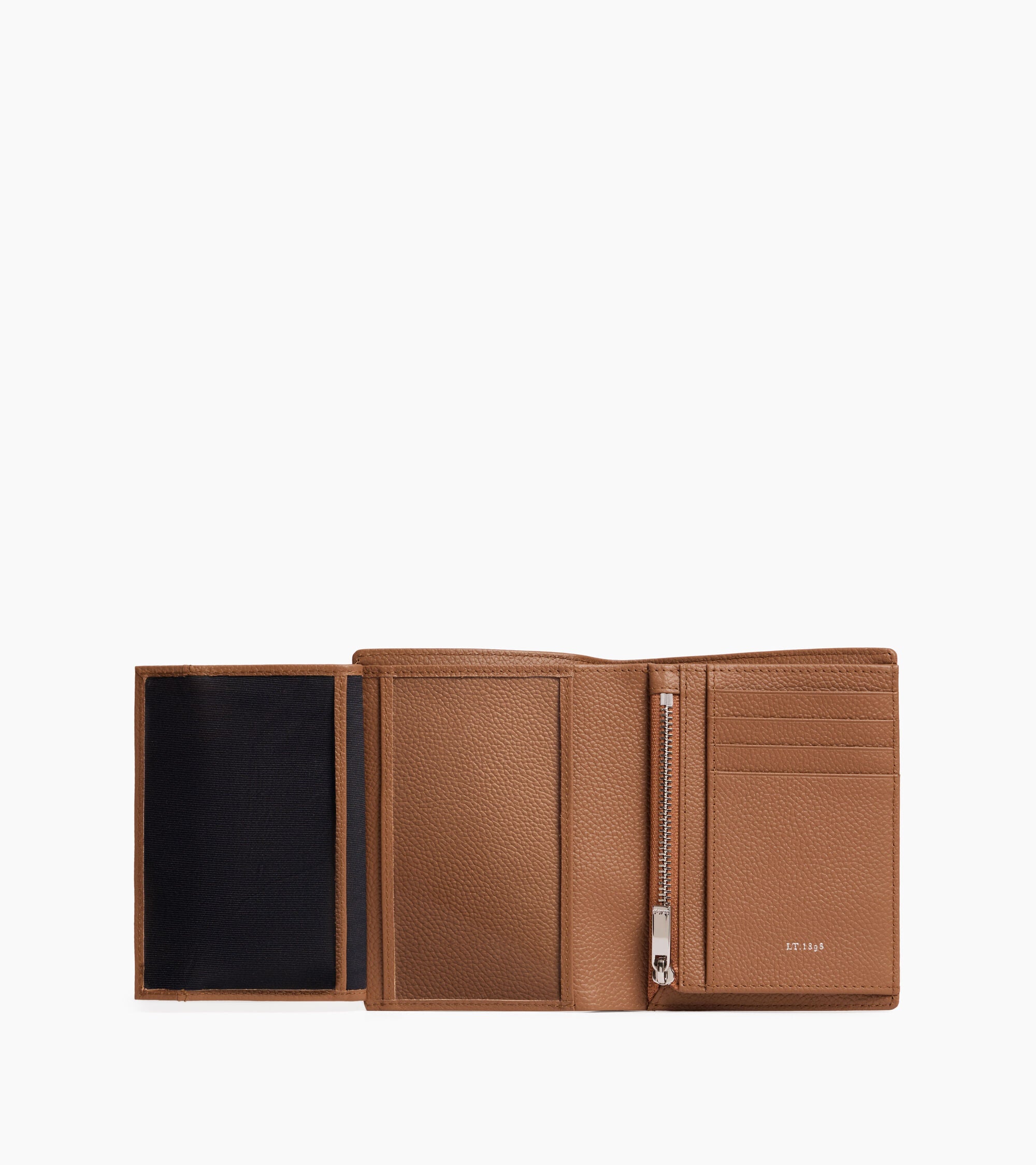 Lucien グレインレザー ファスナー付き スモール 縦型 二つ折り財布