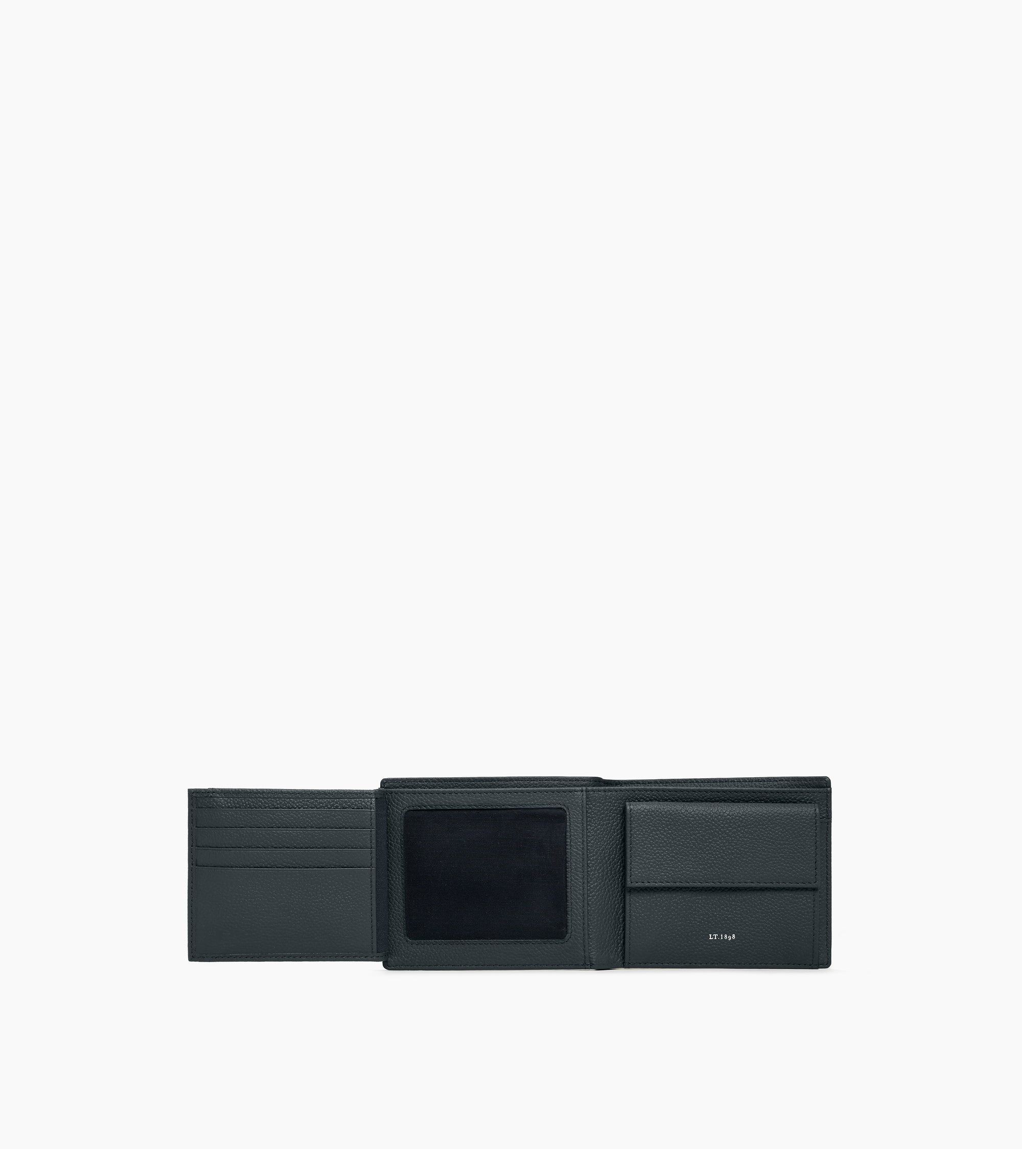 Lucien two-fold wallet with flap in grained leather