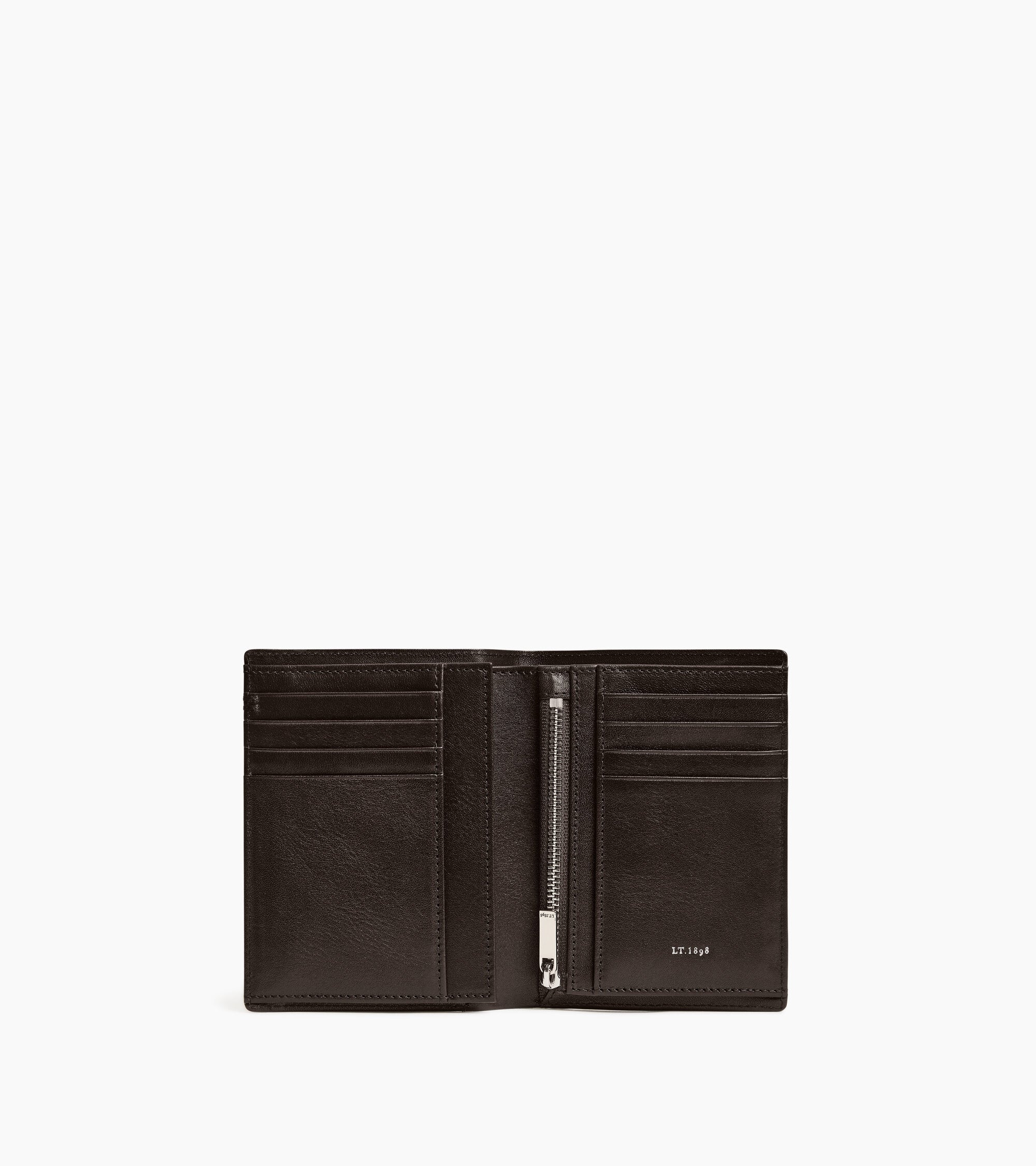 Lucien medium vertical two-fold zipped wallet in oiled leather
