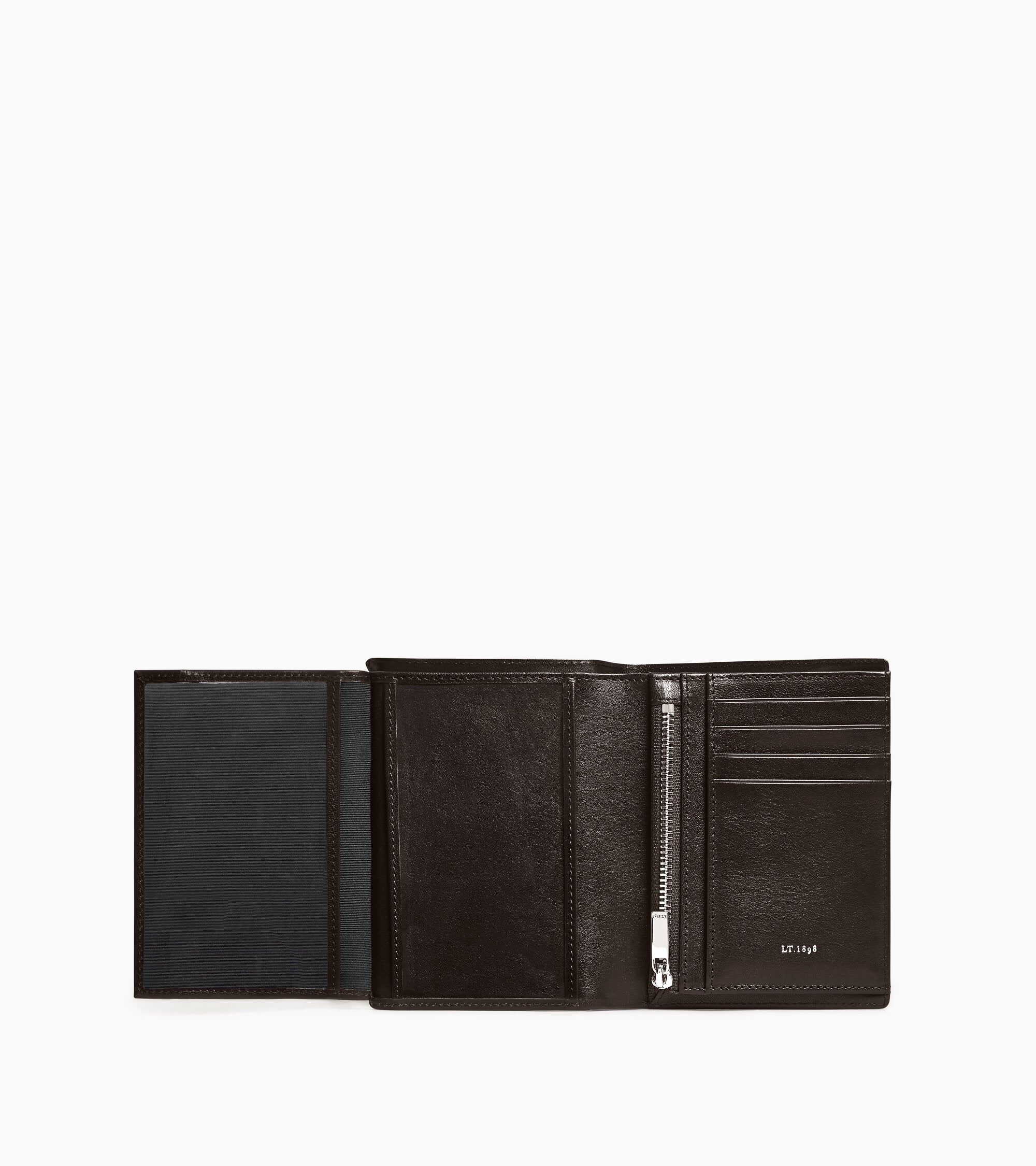 Lucien medium vertical two-fold zipped wallet in oiled leather