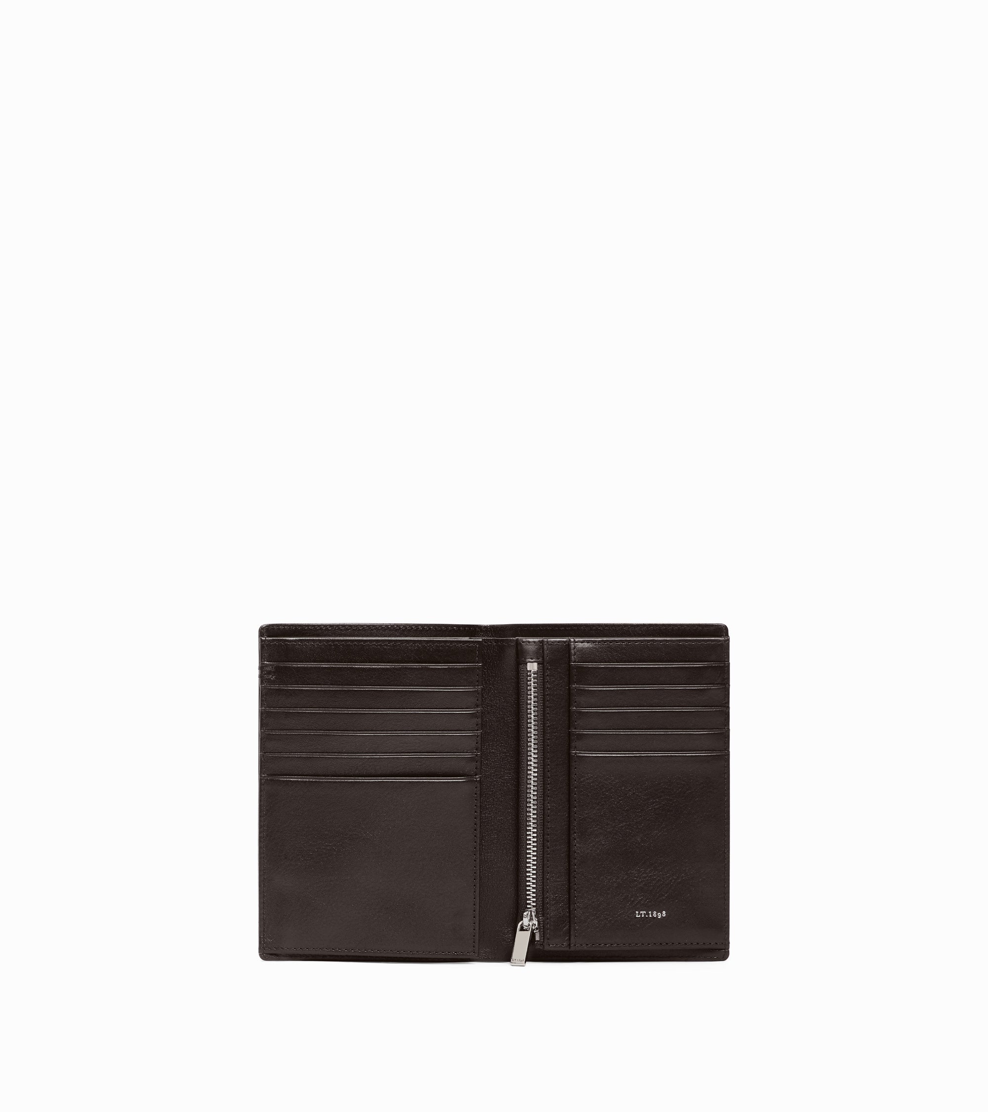 Große Bifold-Brieftasche im Hochformat mit Reißverschluss Lucien aus geöltem Leder