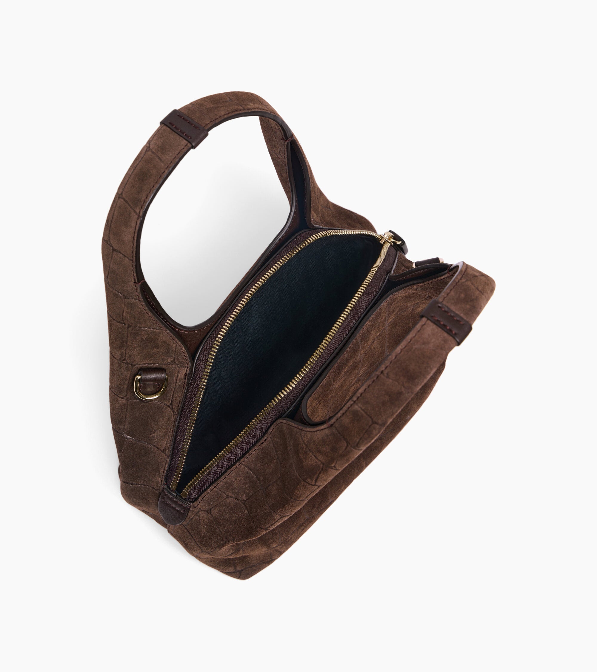 Kleine Handtasche Juliette aus geprägtem Velours-Spaltleder in Krokodilleder-Optik