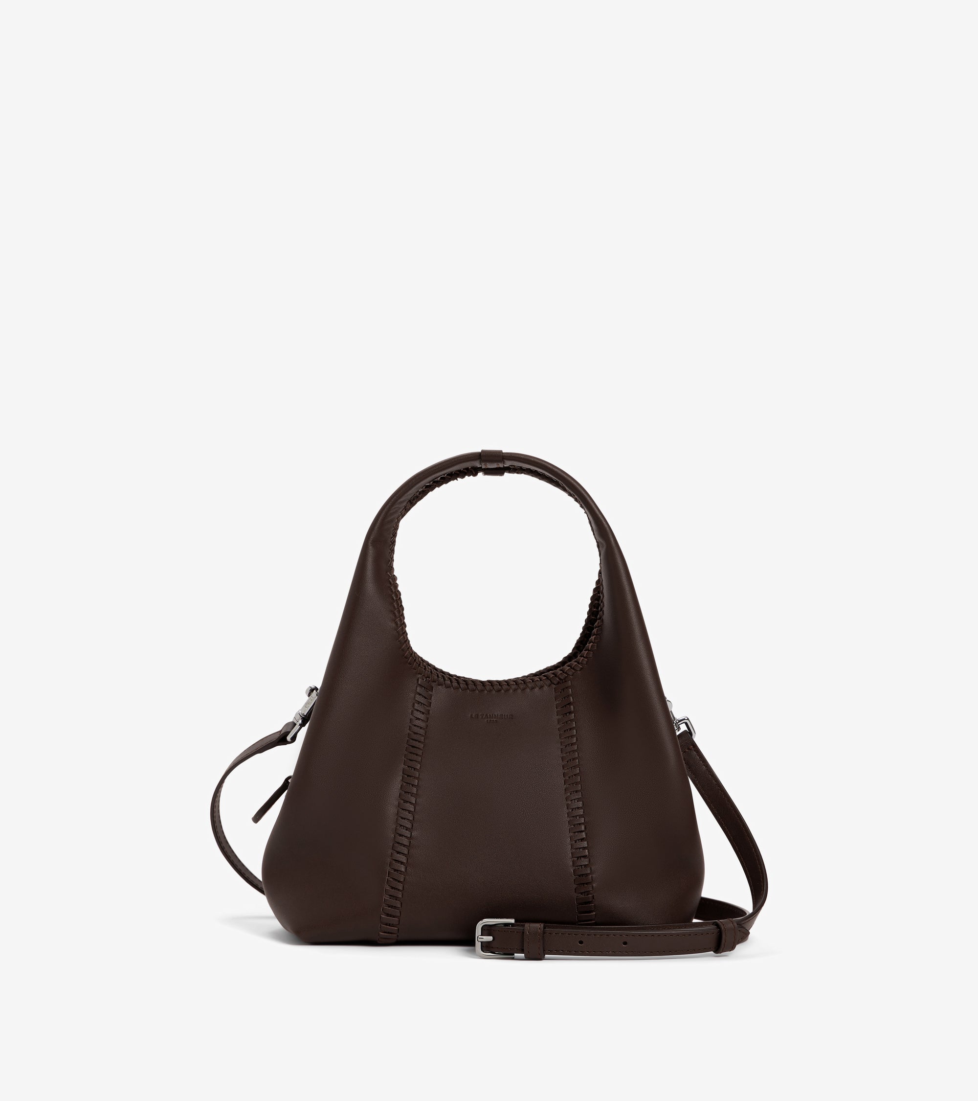 Bolso de mano pequeño Juliette de piel lisa con pespuntes