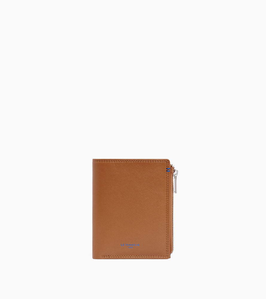 Cartera vertical mediana con cremallera Martin de cuero liso