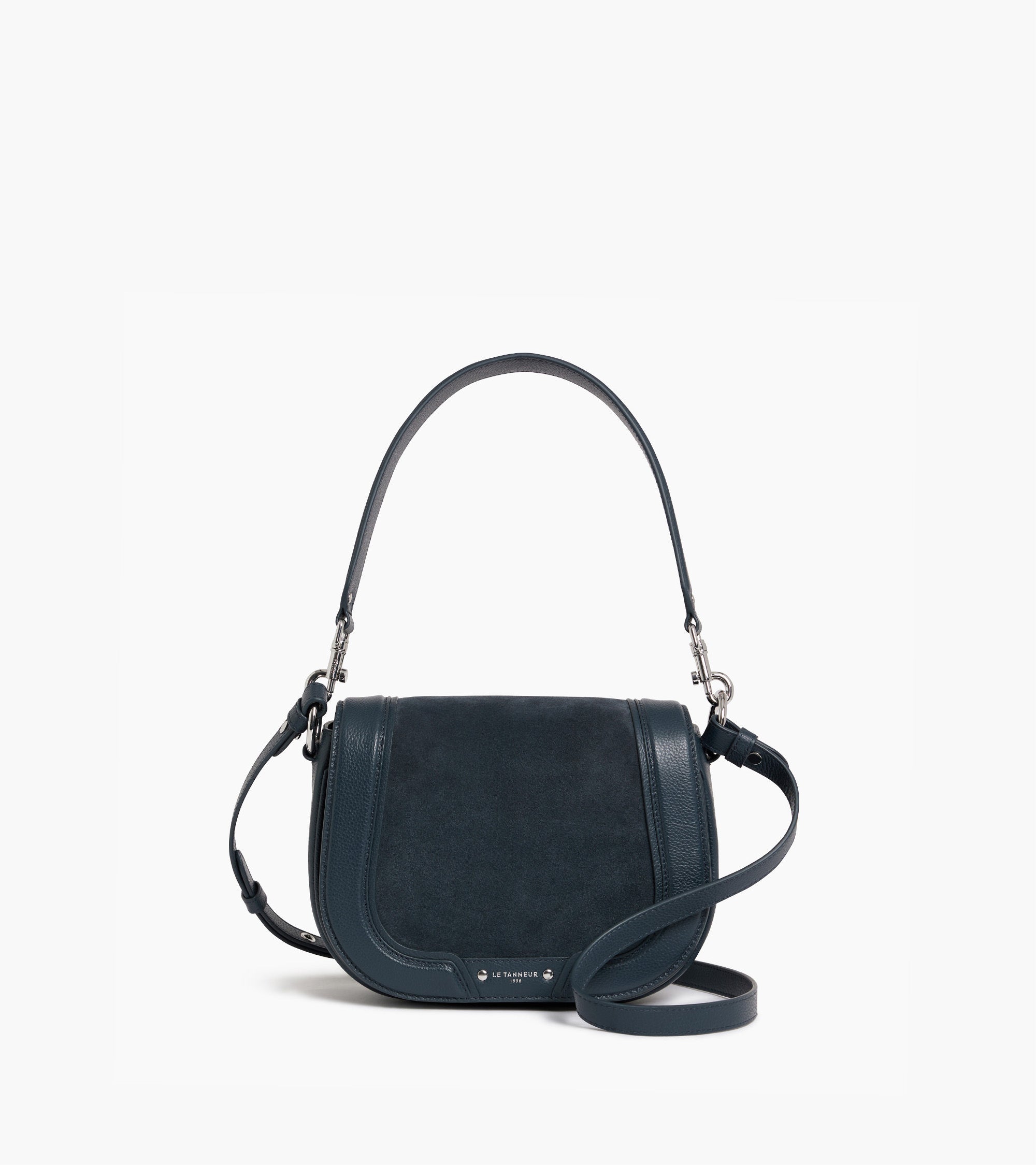 Sac bandoulière moyen modèle Ella en cuir grainé et nubuck