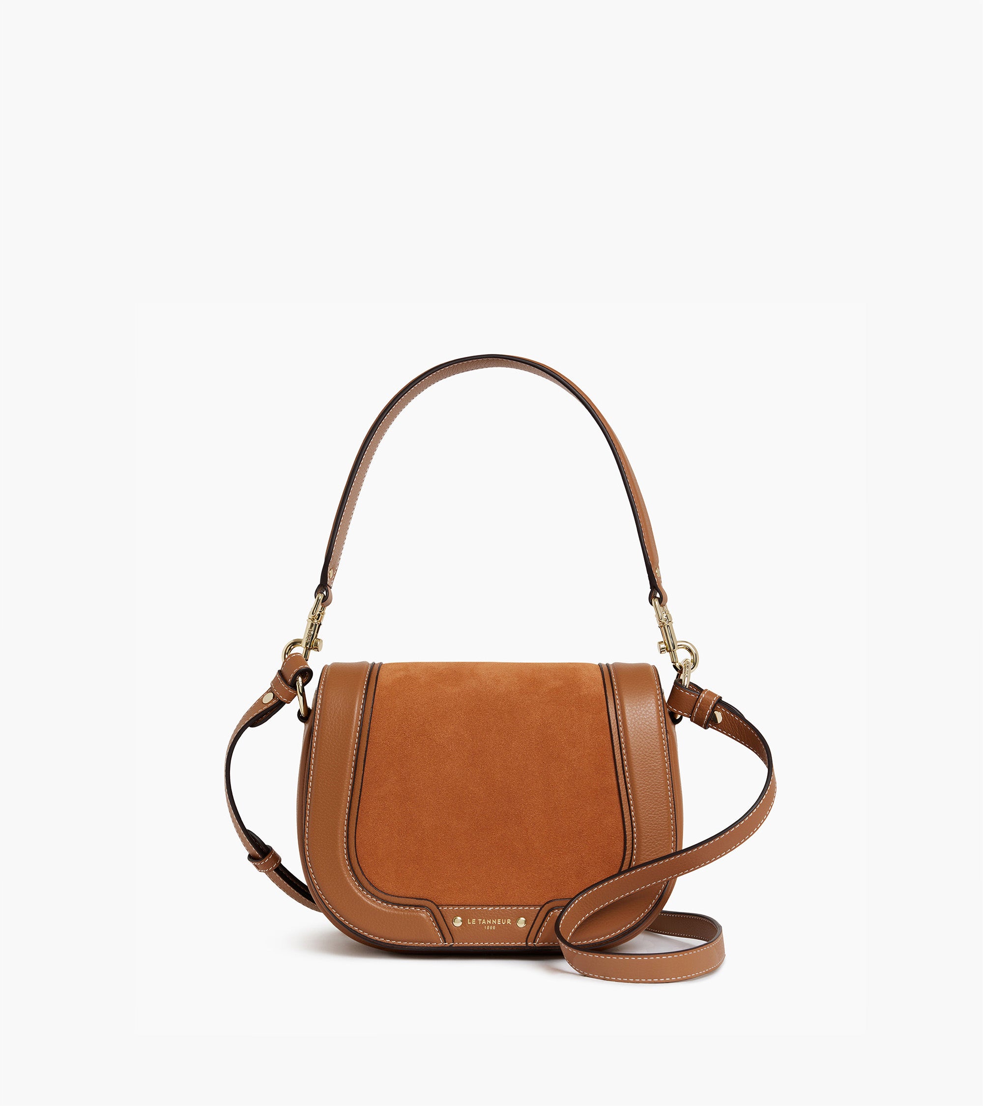 Sac bandoulière moyen modèle Ella en cuir grainé et nubuck