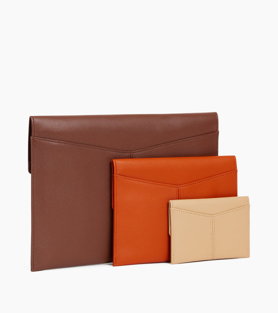 Trío de carteras Charlotte de cuero liso