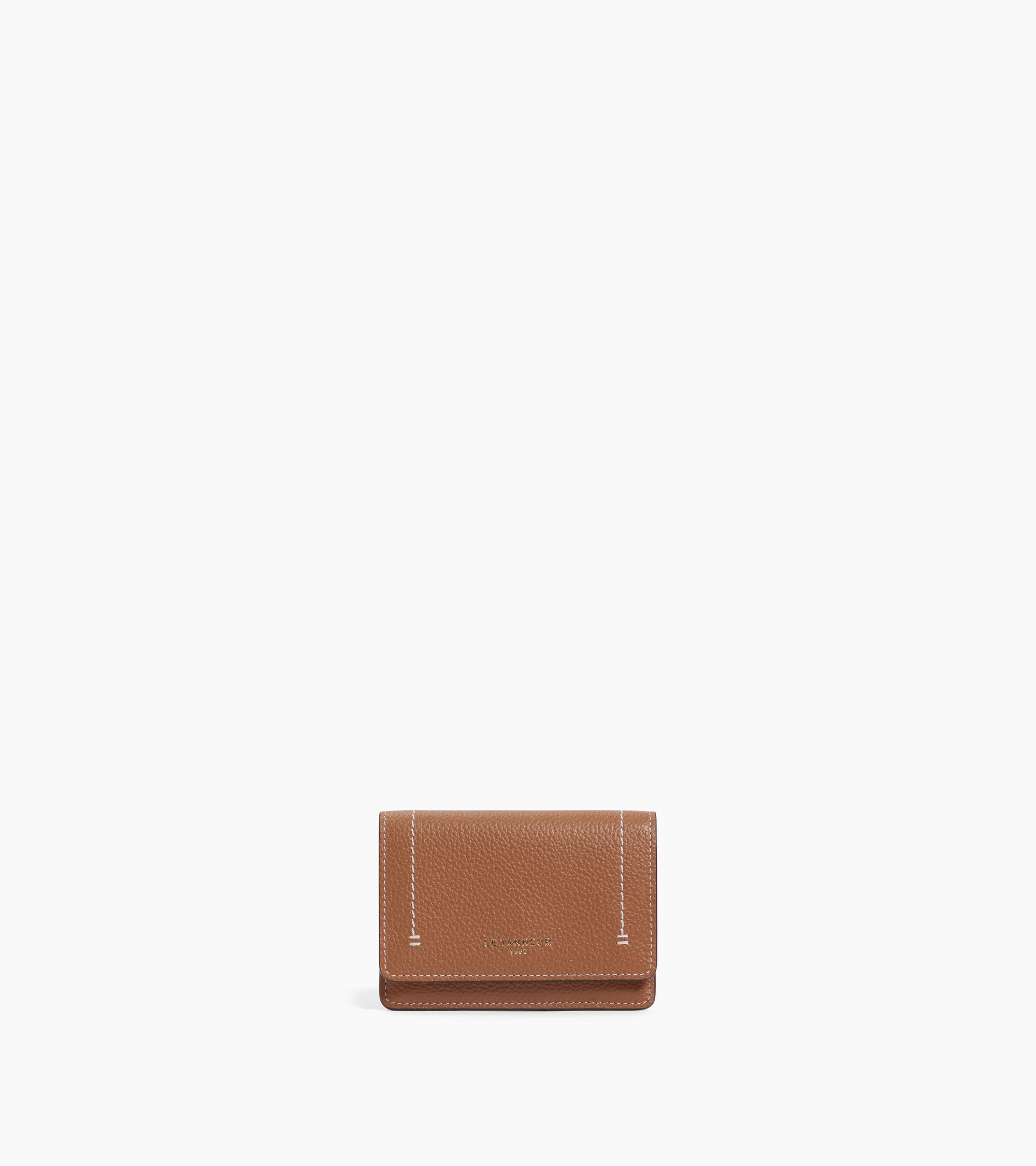 Louison small card holder with flap in grained leather