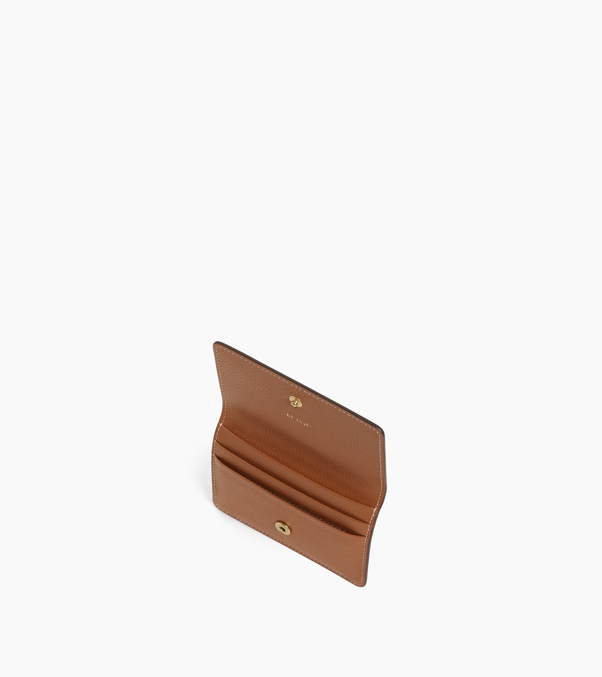 Louison small card holder with flap in grained leather