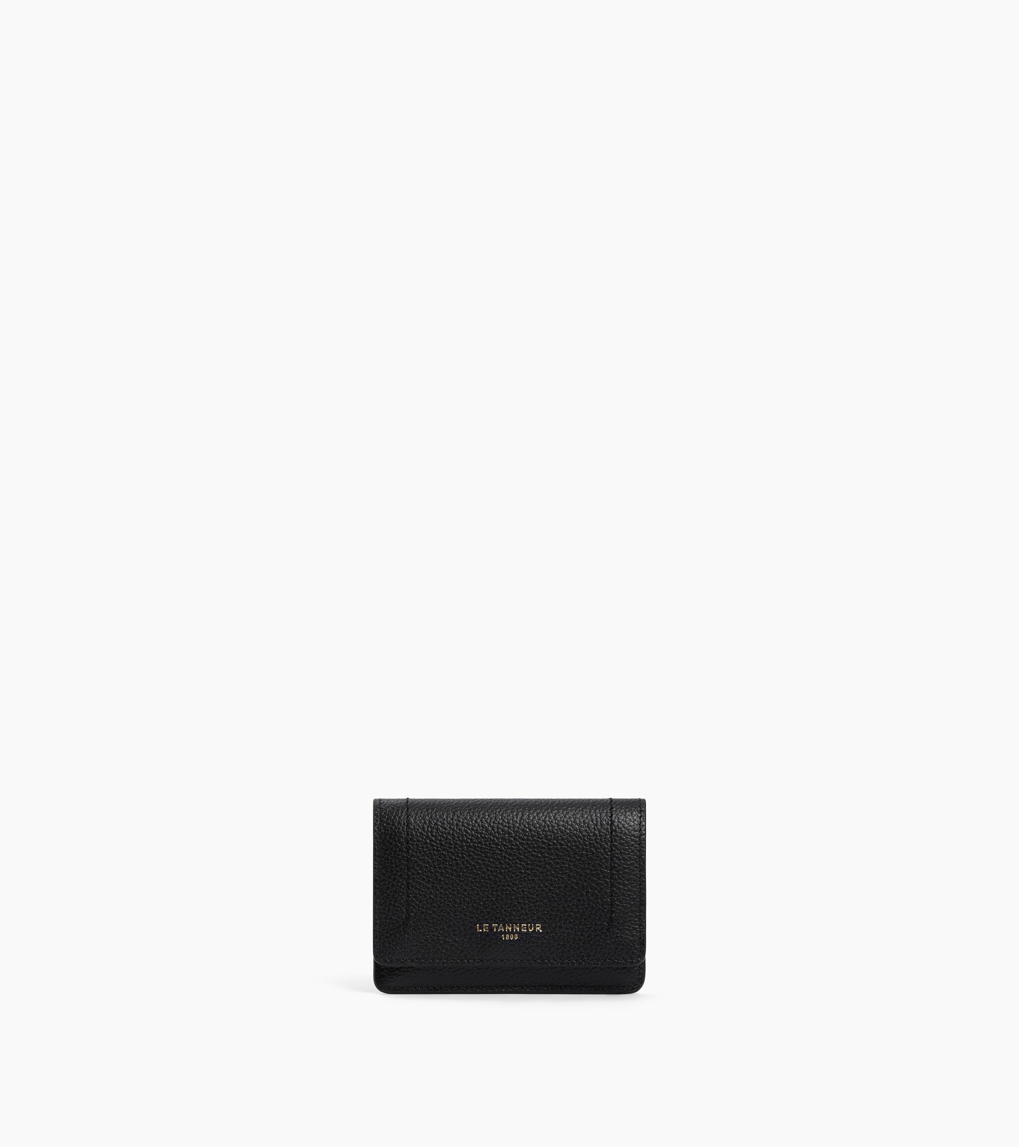 Louison small card holder with flap in grained leather
