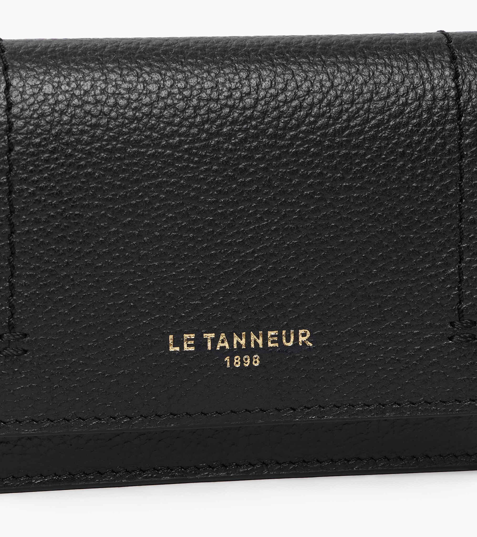 Louison small card holder with flap in grained leather
