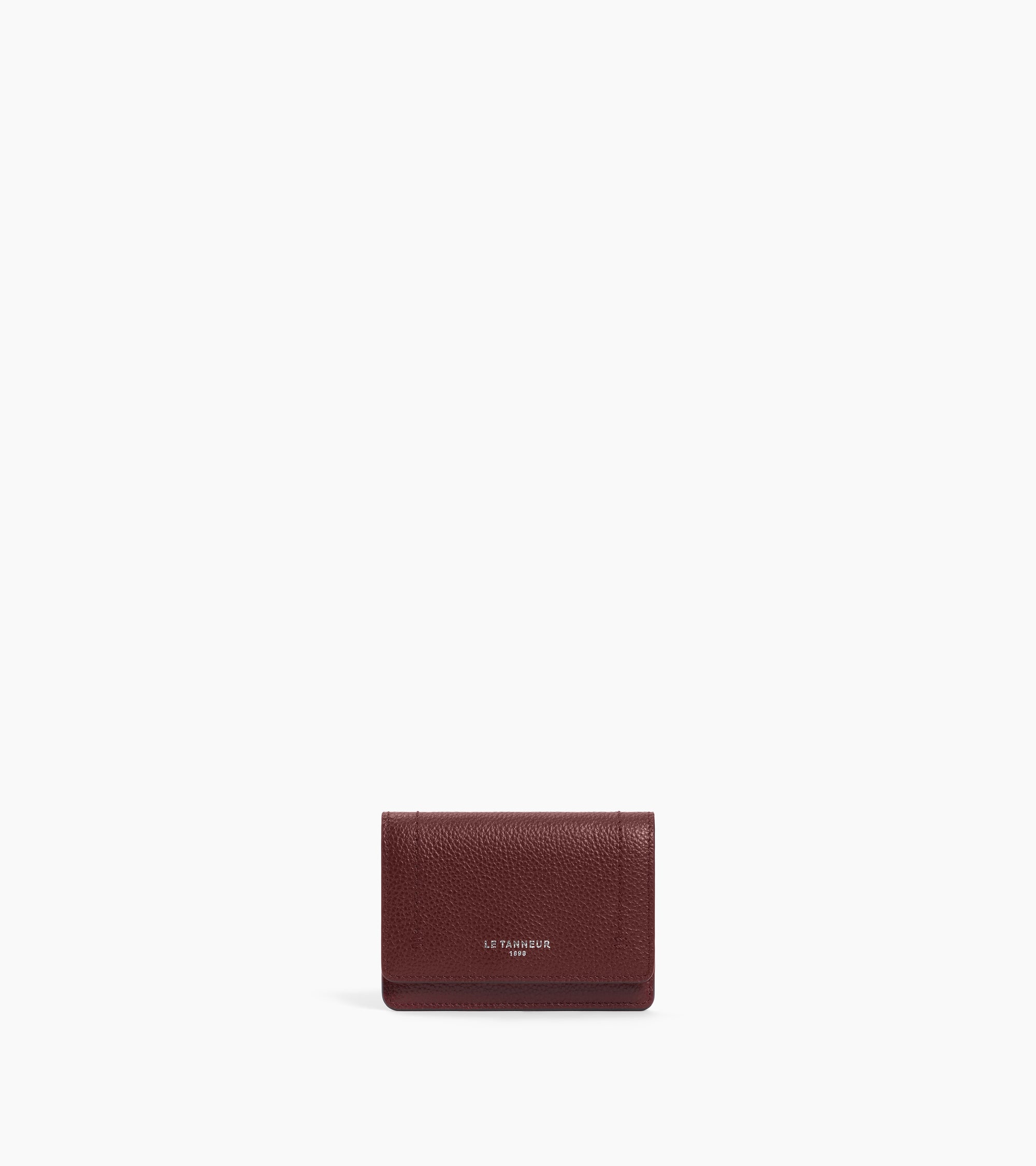 Louison small card holder with flap in grained leather