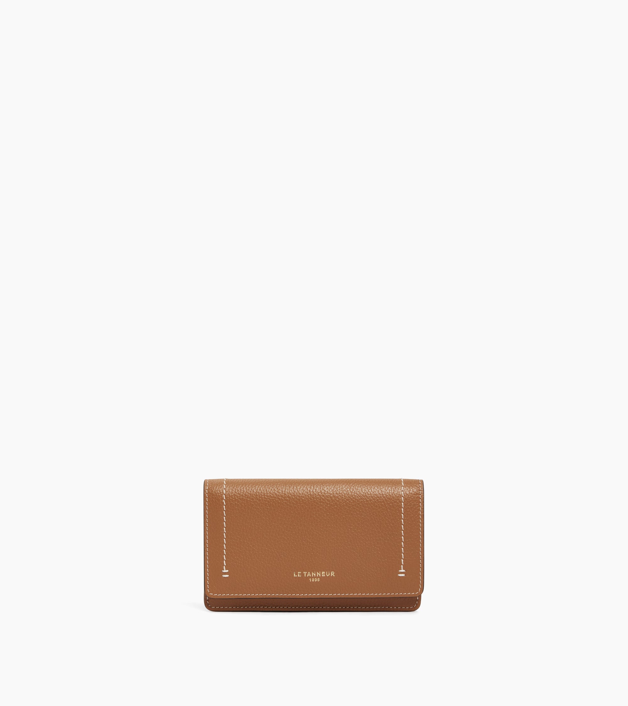 Louison medium card holder with flap in grained leather